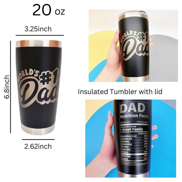 Personalized Engraved Tumblers, Best Dad Ever, Presents Birthday Gift for Dad - Picture 3 of 17